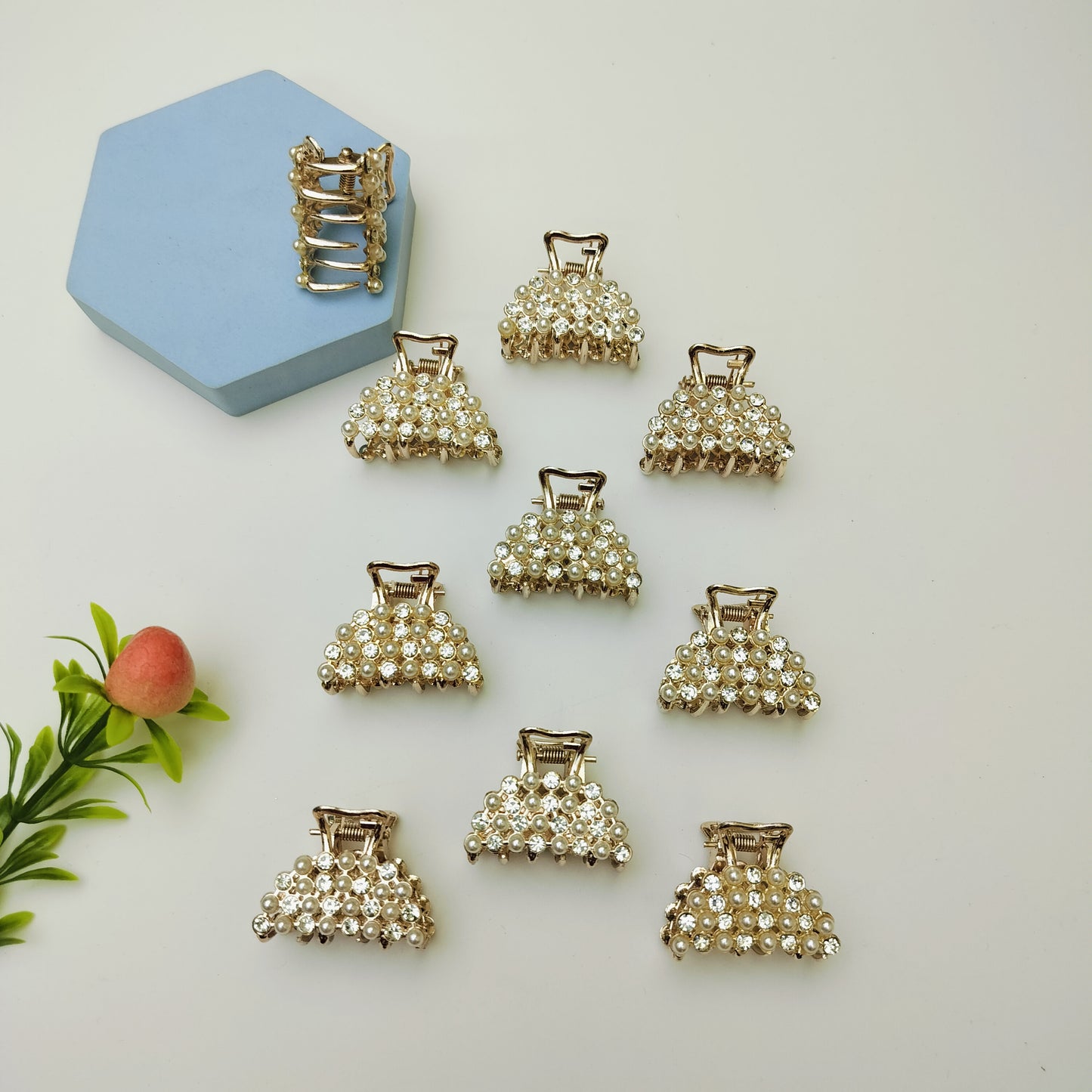 STONE PEARL HAIR CLAWS (PACK OF 12)