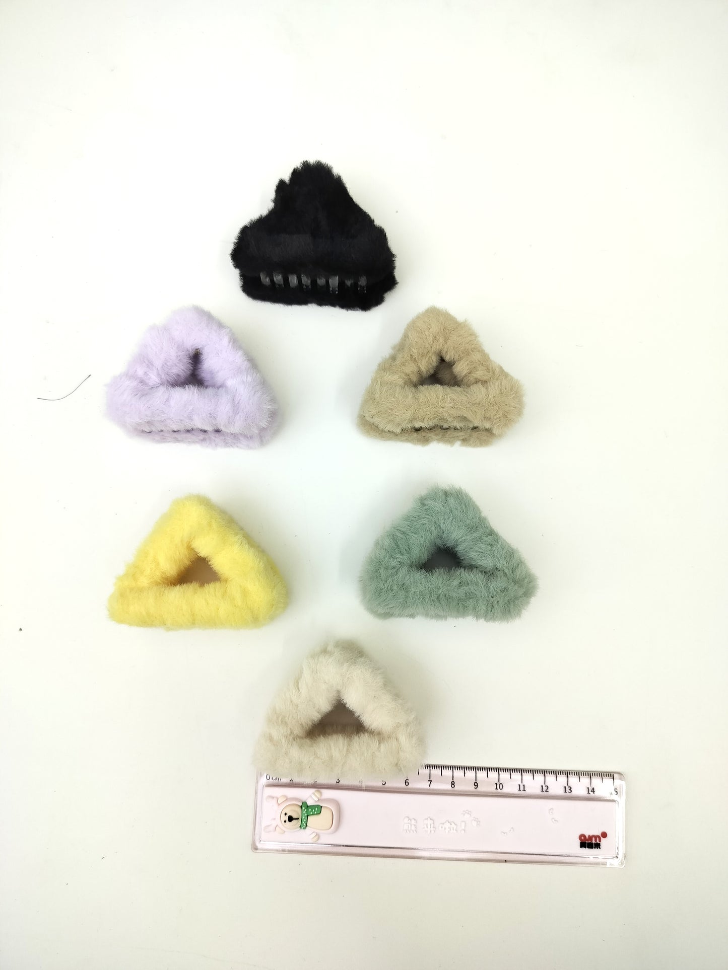 TRIANGLE SHAPED FUR HAIR CLUTCHS (pack of 12 )