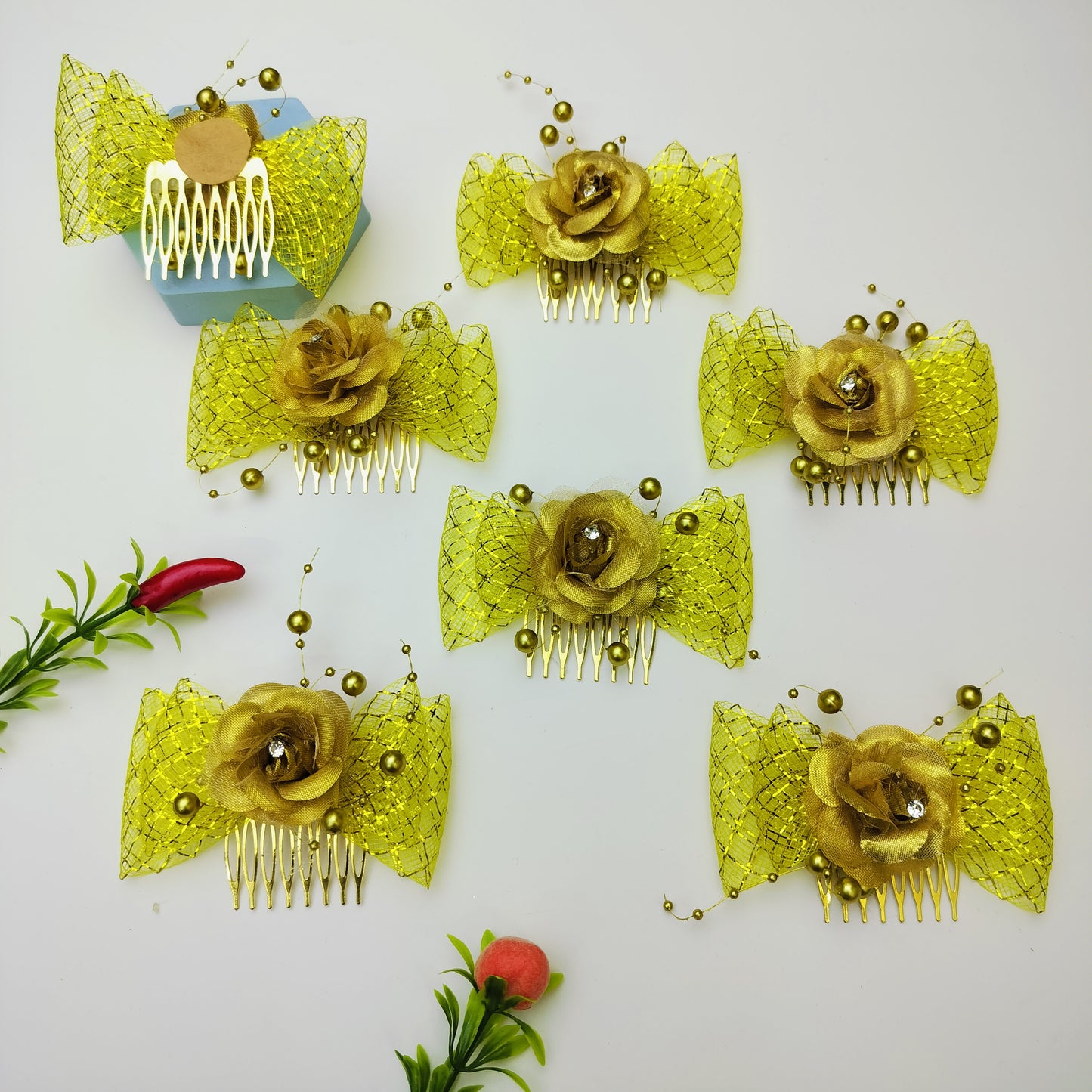 FLOWER HAIR COMBS (Pack of 12)