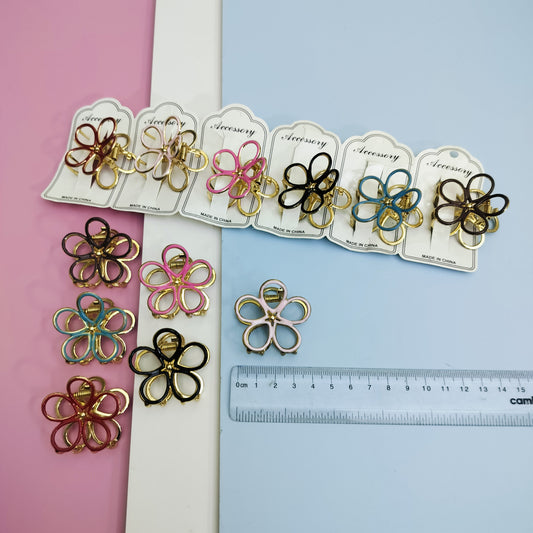 METAL FLOWER HAIR CLAWS (Pack of 12)Kt487