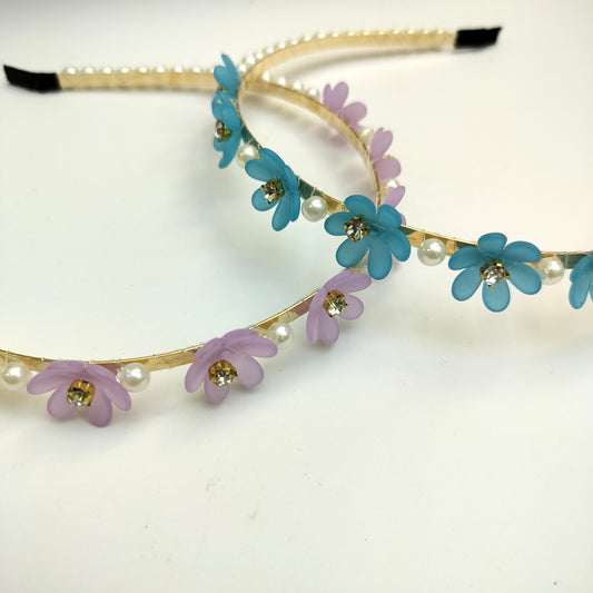 Flower Pearled Hair Bands (12 pcs)