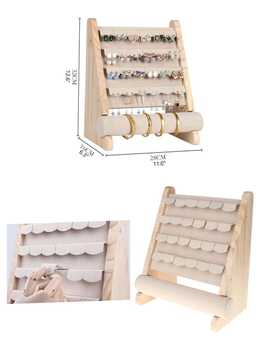 WOODEN JEWELRY BRACELET WATCH AND EARRINGS DISPLAY STAND (Pack of 1)Kt 754